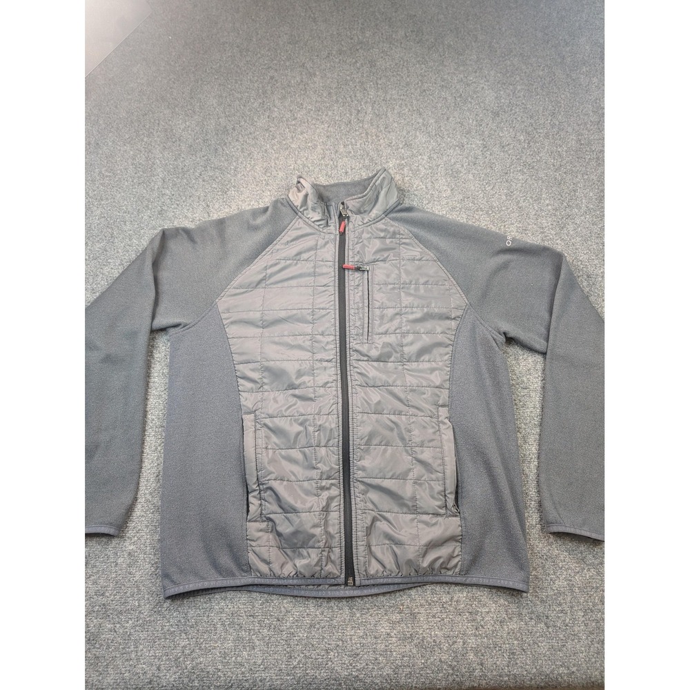 Orvis Jacket Mens Large Gray Hybrid Fleece Quilted Insulated Full Zip Pockets‎